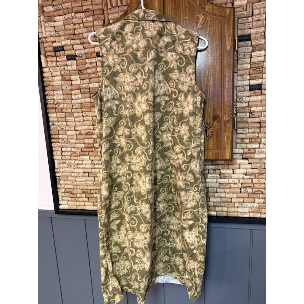 Charter Club Green Floral Sleeveless Cotton Collared Button Front Sundress Sz 14 - Picture 6 of 7